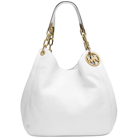 michael kors optic white tote|Michael Kors white shoulder bag.